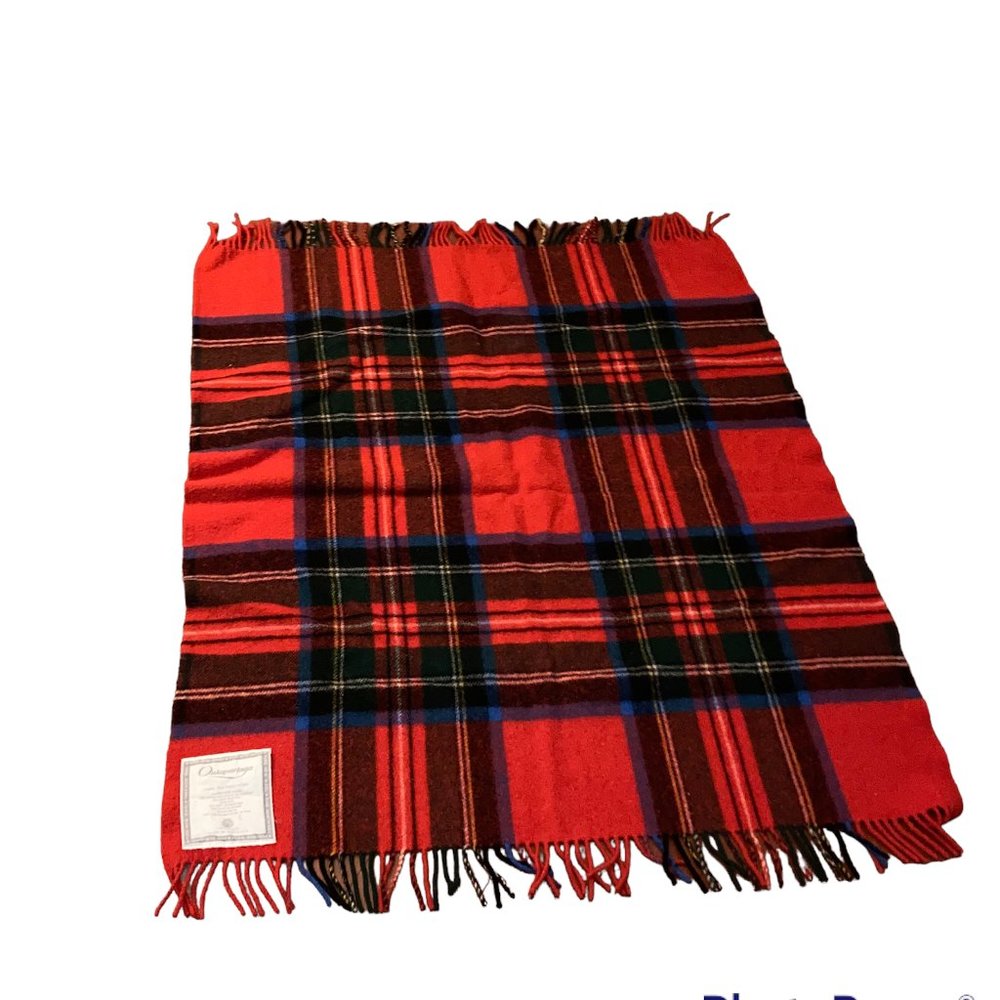 Onkaparinga Red Plaid Throw Blanket 40x36 Wool Made In Australia